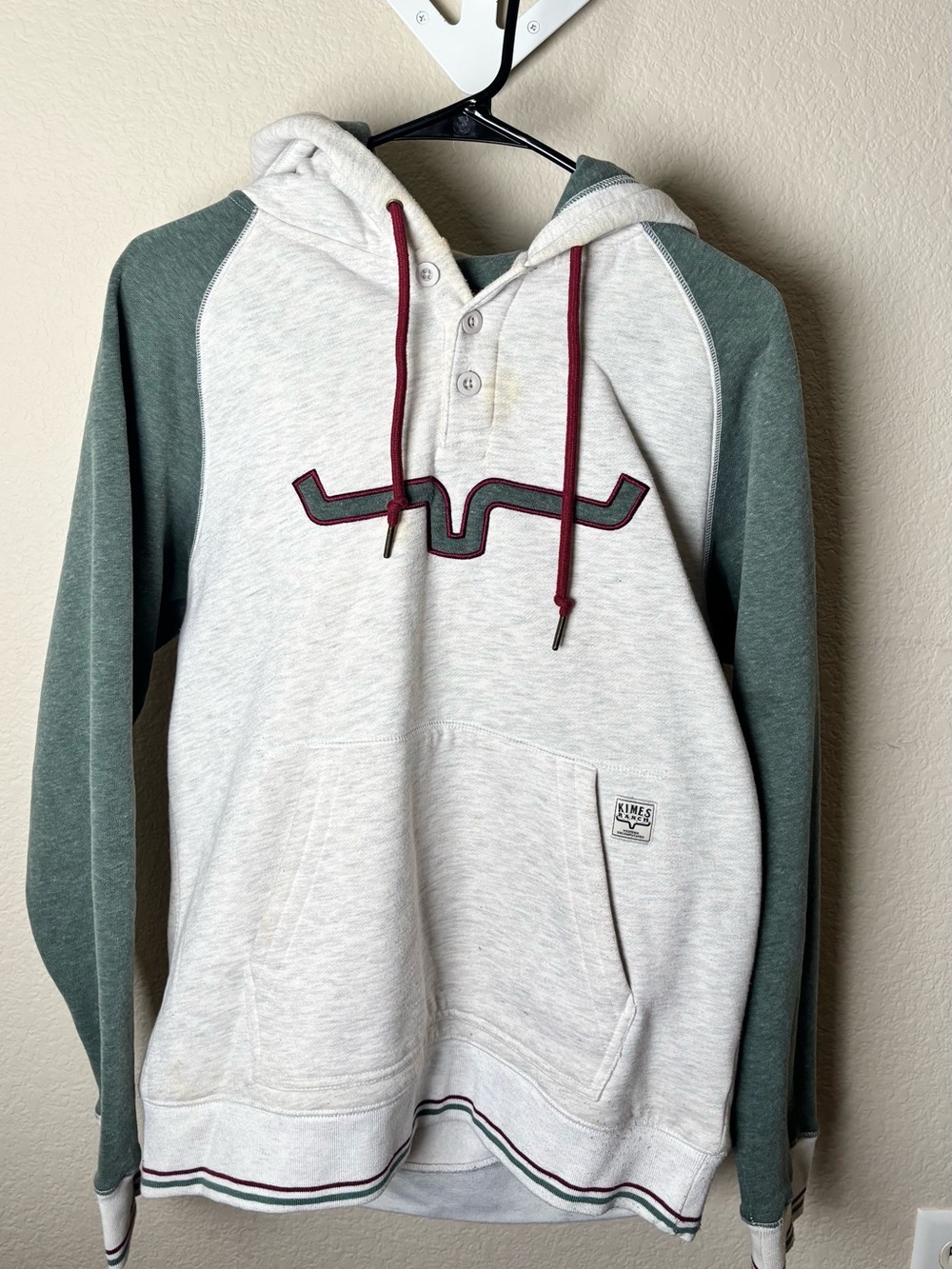 Kimes Ranch Hoodie Pullover - Gray & Green with Burgundy